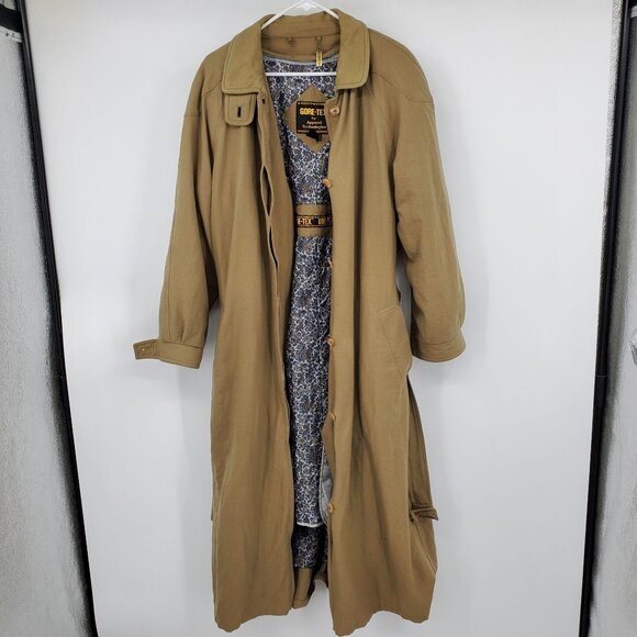 Gore Tex by Apparel Technologies Belted Long Women's Khaki Trench Jacket Coat 10 - Picture 2 of 16